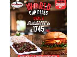 Sizzlerz Cafe & Grill World Cup Deal 3 For Rs.1745/- +Tax